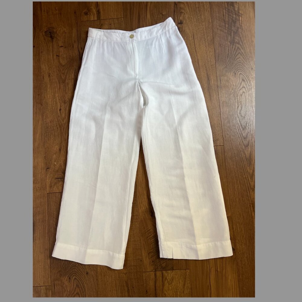 H&M Women's Linen Blend White Pants Size 6